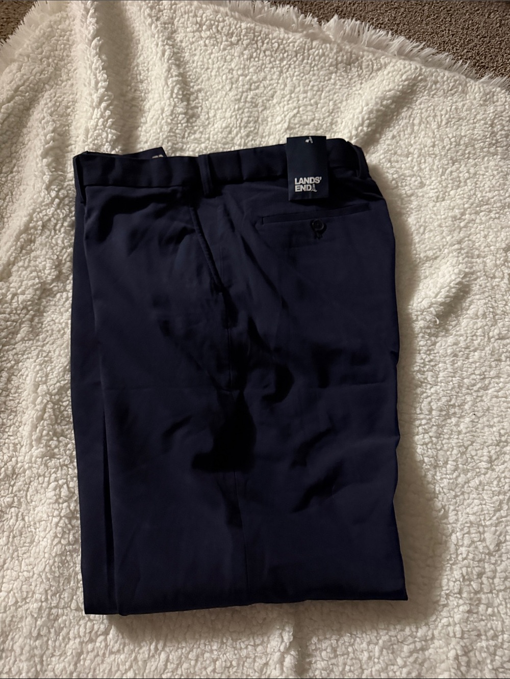 Lands' End Men's Dark Navy Dress Trousers